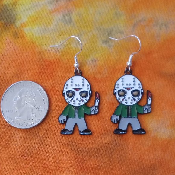 Handmade JASON VOORHEES Horror Earrings - Picture 3 of 6